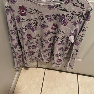 Floral Purple and Gray Women's Top